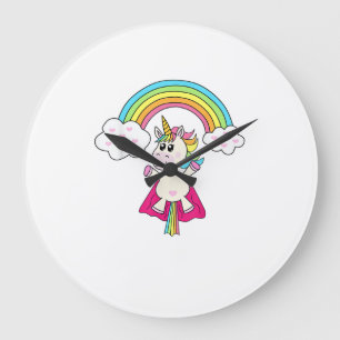 Eenhorn Superheld vliegt naar de regenboog T-shirt Grote Klok