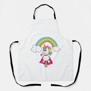 Eenhorn Superheld vliegt naar de regenboog T-shirt Schort