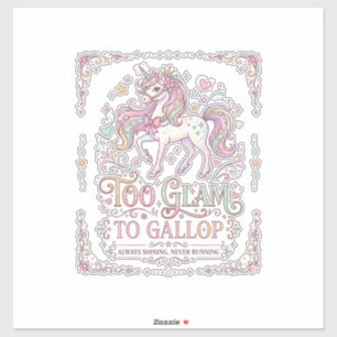 Eenhorn Te Glamoureus om te Galopperen Schattige K Sticker