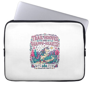 Eenhorn Trail Hoeven en Gelukkige Harten Kleurrijk Laptop Sleeve