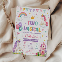 Eenhorn Twee Magische Pastel Regenboog 2e Verjaard