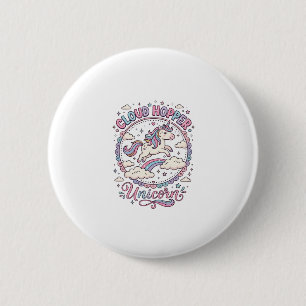 Eenhorn Wolkenspringer Eenhorn Speels Schattig Cad Ronde Button 5,7 Cm