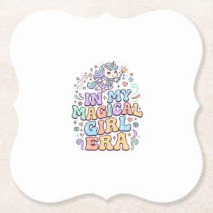 Eenhornig Dier In Mijn Magische Meisjes Era Kawaii Kartonnen Onderzetters