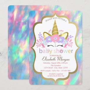 Eenhornig dier,Opal,Holografische Baby Shower Kaart