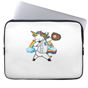 Eenhornig Honkbal Regenboog Honkbal Liefhebber I E Laptop Sleeve