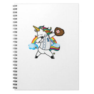 Eenhornig honkbal regenboog honkbal liefhebber I E Notitieboek