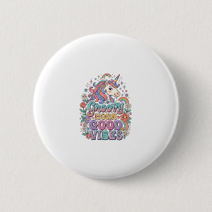 Eenhornige Groovy Hoorn Goede Vibes Charming POD K Ronde Button 5,7 Cm