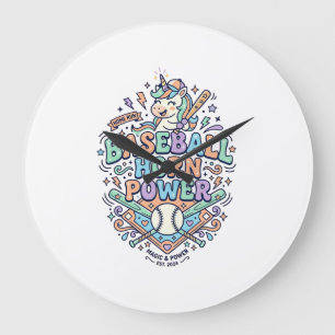 Eenhornige Honkbal Hoorn Kracht Kawaii Vector Ontw Grote Klok