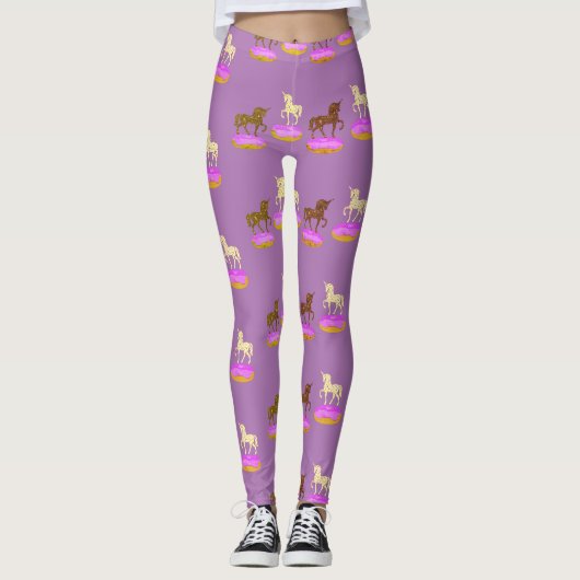 Eenhornige Kunst Zoete Donuts Leggings (Voorkant)