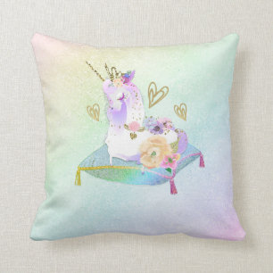 Eenhornige Prinses Diva Iriserende Regenboog Paste Kussen