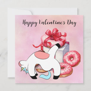 Eenhornige yogales op Valentijnsdag Feestdagenkaart