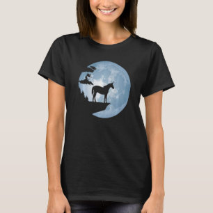 Eenhornpaard voor Silhouet van volle maan voor T-shirt