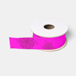 Eenkleurig grosgrain lint in hete roze kleur