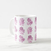 Eenkleurige bloemen in roze koffiemok (Voorkant links)