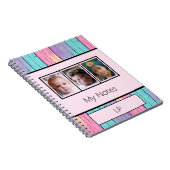 Eenkleurige kleuren 3 foto initials roze notitieboek (Rechterzijde)