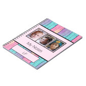 Eenkleurige kleuren 3 foto initials roze notitieboek (Linkerzijde)