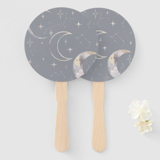 Eenmaal in een blauwe maan handwaaier (Voorkant en achterkant)