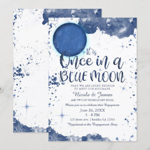 Eenmaal in een Blue Moon Watecolor Verloving Showe Kaart