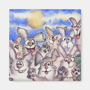 Eenmaal in een Bunny Moon Cartoon Rabbit Magnet Magneet