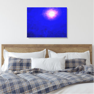Eenmaal in een diepblauw-moonminimalistisch Abstra Canvas Afdruk