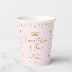 Eenmaal op een 'Time Gold Princess Birthday' Papieren Bekers