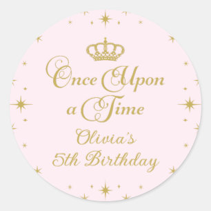 Eenmaal op een 'Time Gold Princess Birthday' Ronde Sticker