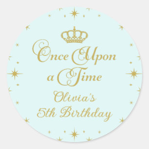 Eenmaal op een 'Time Gold Princess Birthday' Ronde Sticker