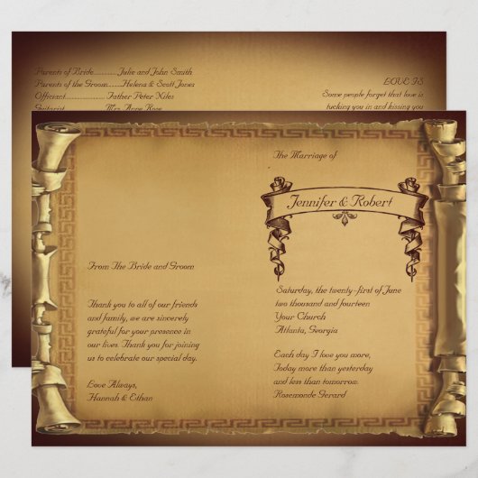 Eenmaal op een Time Wedding-programma (Voorkant / Achterkant)