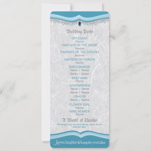 Eenmaal op tijd-IWedding-programma Kaart (Achterkant)