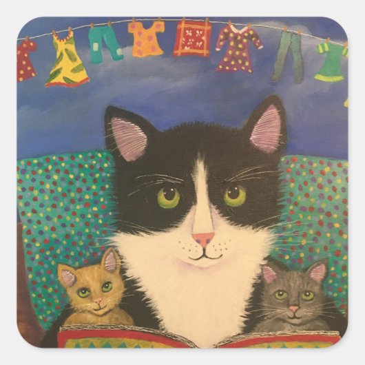 Eenmaal op tijd vierkante sticker (Voorkant)