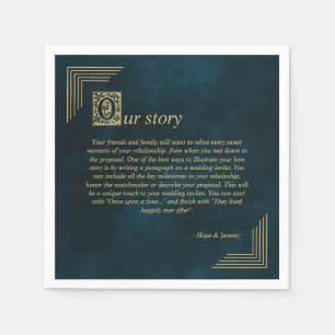 Eenmaal op Time Fairy Tale Emerald Gold Wedding N Servet