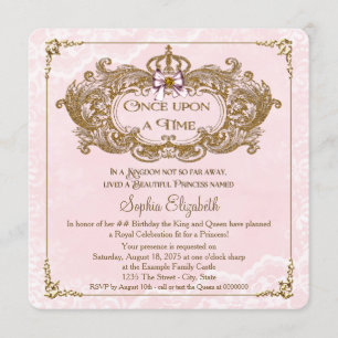 Eenmaal op Time Girls Princess Birthday Party Kaart