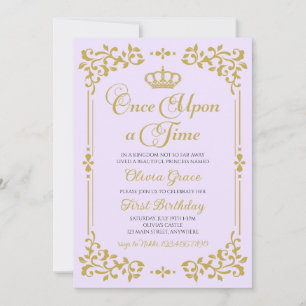 Eenmaal op Time Gold Prinses Birthday Uitnodiging
