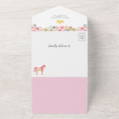 Eenmaal op Time Roze sproeier Castle Baby shower All In One Uitnodiging (Buitenkant)