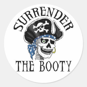 Eenoige piraatschedel en kruisbeenderen ronde sticker