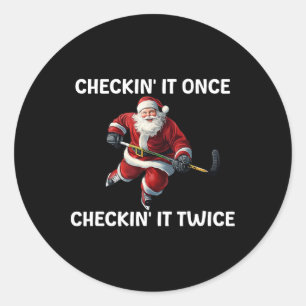 Eens controleren, tweemaal controleren Kerstman Ho Ronde Sticker