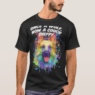 Eens een wolf nu een bank Sheppy Duitse Herdershon T-shirt