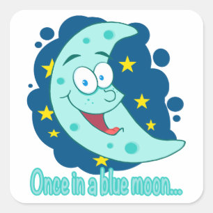 eens in een blauwe maan cartoon vierkante sticker