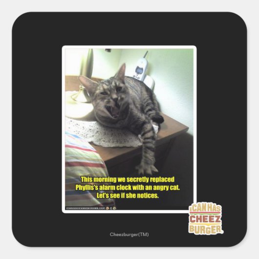 Eens kijken of ze het merkt. vierkante sticker (Voorkant)