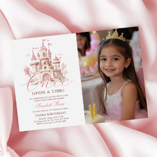 Eens Op Een Tijd Prinses Kasteel Verjaardag Foto Kaart