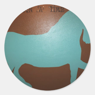 EENS OP EEN TIJDPAARD RONDE STICKER