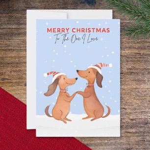 Eentje Ik hou van vrolijke kerst dachshunds worste Feestdagenkaart