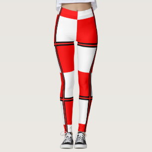 Eenvormig rood wit gevlakt vierkant leggings