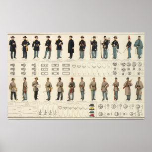 Eenvormige, Amerikaanse, CS-legers Poster