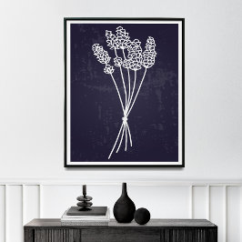 Eenvoud in Bloom White Line Flower Tekening Poster