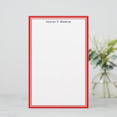 Eenvoud Rood Wit Gepersonaliseerd Briefpapier (Staand voorkant)