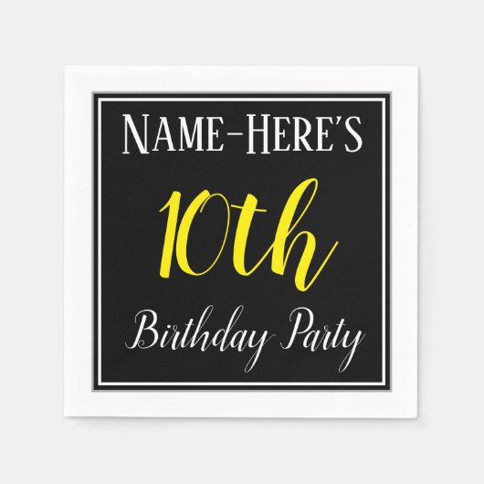 Eenvoudig, 10e verjaardagsfeest met aangepaste naa servetten (Voorkant)