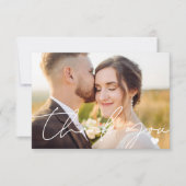 Eenvoudig 2 Foto Script Calligrafie Huwelijk Bedankkaart (Voorkant)