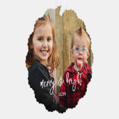 Eenvoudig 2 Foto voor prettige kerstfeestdag Naam Ornament Kaart (Rechts)