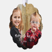 Eenvoudig 2 Foto voor prettige kerstfeestdag Naam Ornament Kaart (Links)